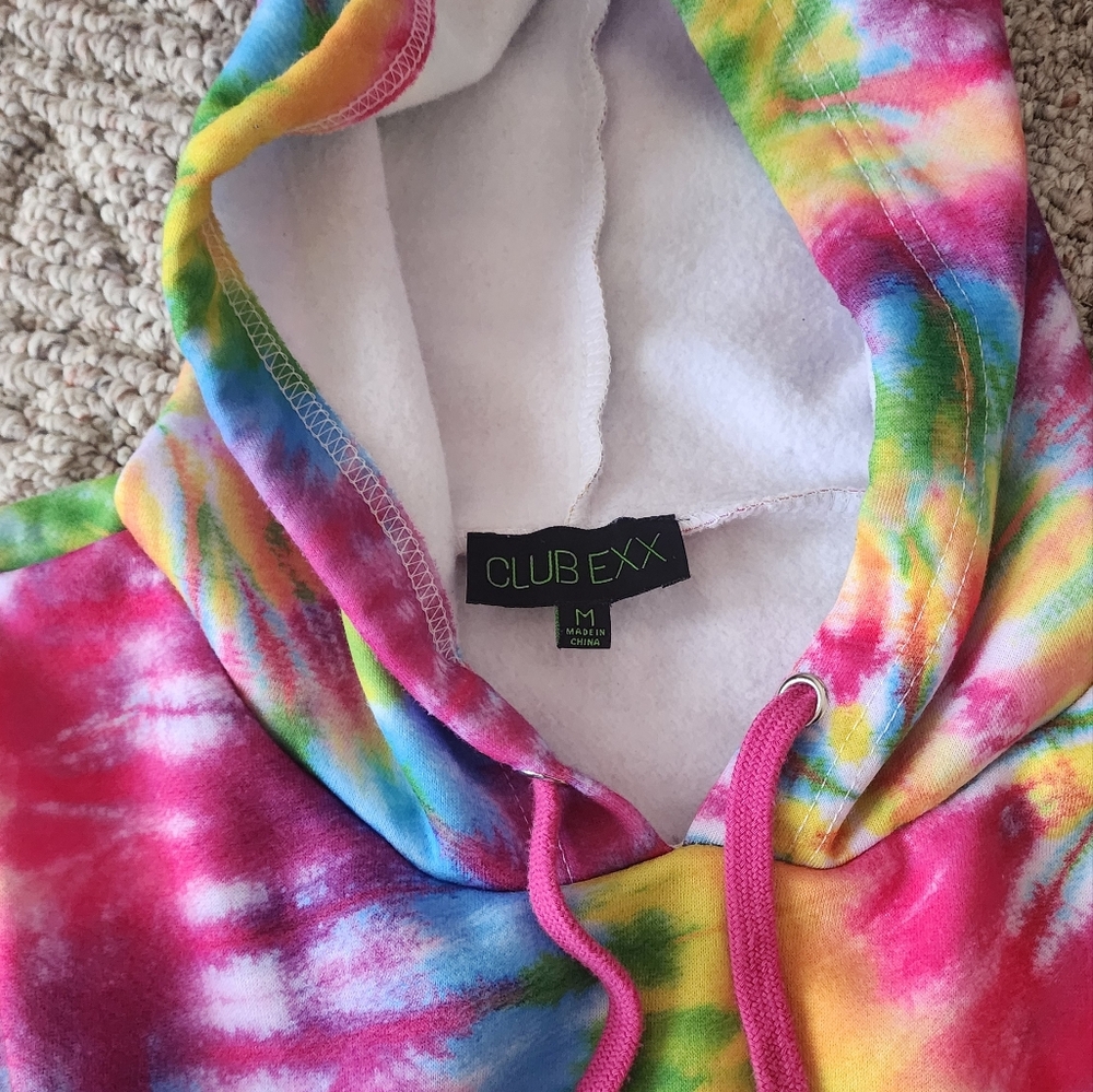 Dolls Kill ClubExx pink tie dye rave oversized hoodie - Picture 3 of 6